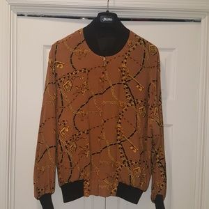 Chain Print Silk Baseball Jacket